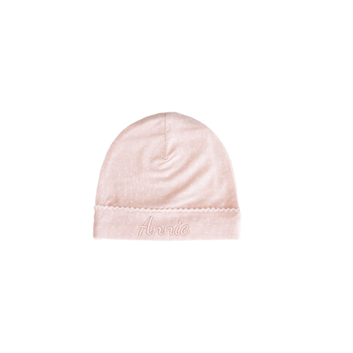 Picot Trim Bamboo Hat | Baby Pink