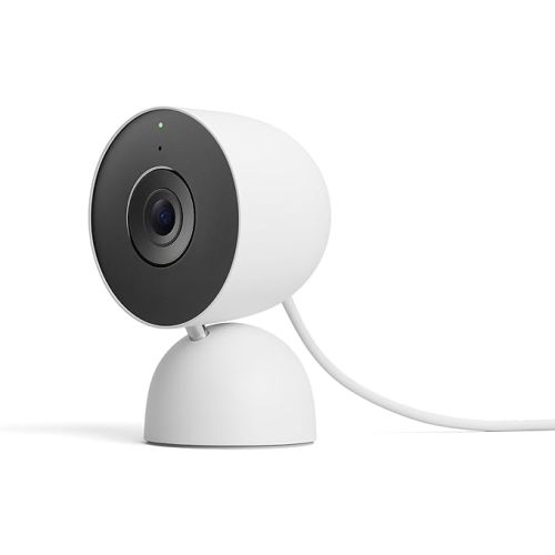 Google Nest Cam Indoor (Wired, 3rd Gen) - Security Camera with 2K Video and Gemini, Night Vision, 2-Way Audio, Works with Google Home - 2025 Model - Snow