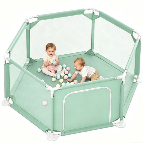 Baby Playpen,Kids Large Playard Indoor & Outdoor Kids Activity Center,Infant Safety Gates with Breathable Mesh,Sturdy Play Yard for Toddler,Children's Fences Packable & Portable