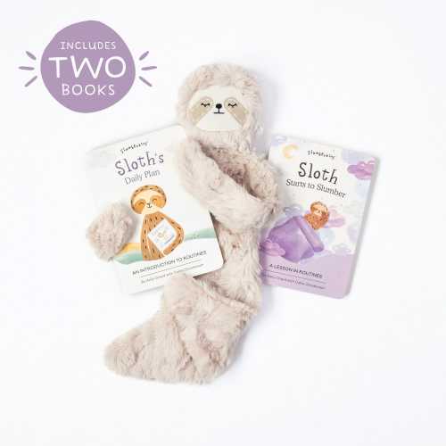 Flat Plush Sloth & Children's Books on Routine | Slumberkins