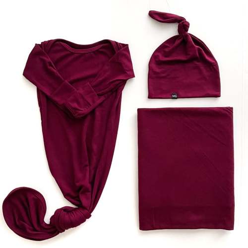 Knotted Gown Bundle with Hat in Mulberry