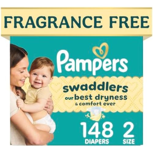 Swaddlers Diapers, Size 2 (10-22 lbs), 148 Count, Fragrance Free, Hypoallergenic, Absorbent, Pediatrician Recommended, Skin Safe