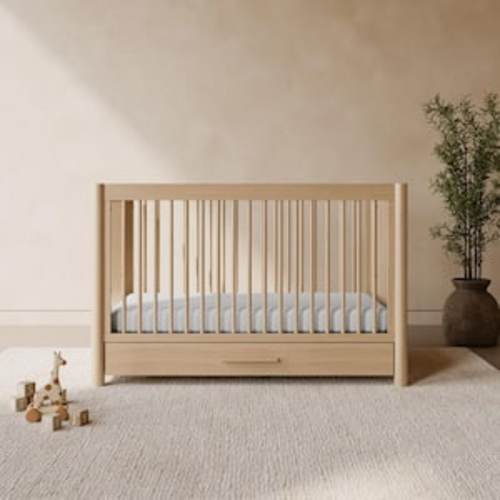 Malta Driftwood 5-in-1 Convertible Crib with Drawer and Toddler Guardrail