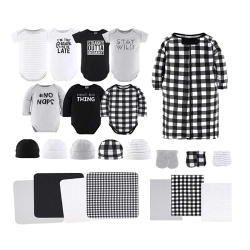 Black, White, Baby Layette Gift Set, 23 Piece