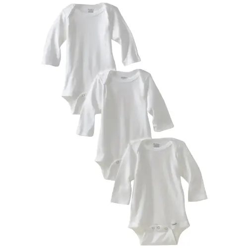 Gerber Unisex-Baby Newborn 3 Pack Longsleeve Onesie, White, 0-3 Months
