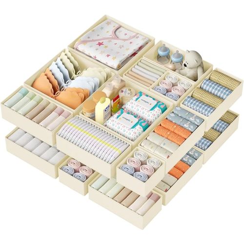 DIMJ Drawer Organizer Clothes Storage - 20 Pack Baby Dresser Organizer for Nursery, Foldable Closet Drawer Organizer Bins for Bedroom Organization, Fabric Storage Dividers for Socks, Underwears, Bras
