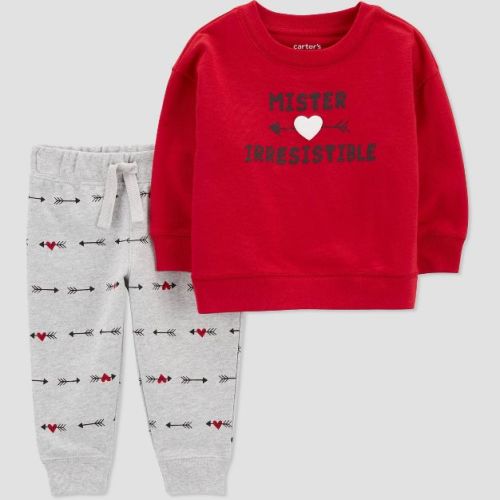 Carter's Just One You®️ Baby 2pc Valentine's Day Mr. Irrisistible Top & Bottom Set - Red 12m