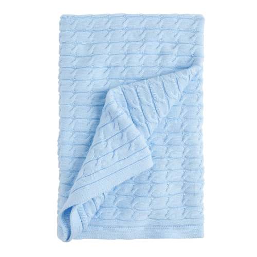 Cable Knit Blanket - Light Blue