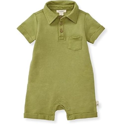 Burt's Bees Baby Baby Boys Polo Rompers, 100% Organic Cotton One-piece Coverall and Layette Set