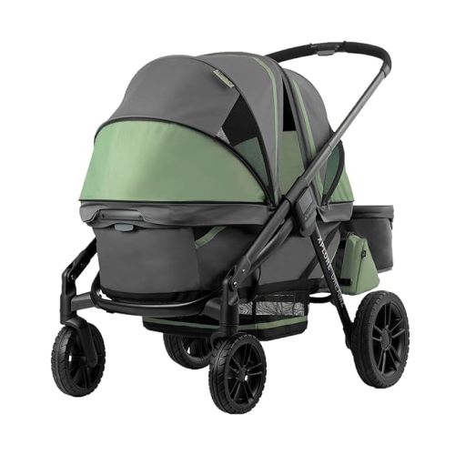 Evenflo Pivot Xplore Dreamz All-Terrain Stroller Wagon with Bassinet Insert (Voyager Green)
