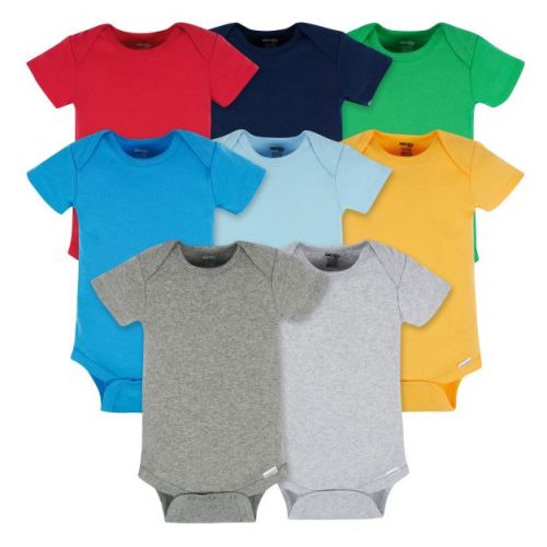 Gerber Baby Neutral Short Sleeve Onesies Bodysuits - Classic Rainbow - 0-3 Months - 8-Pack