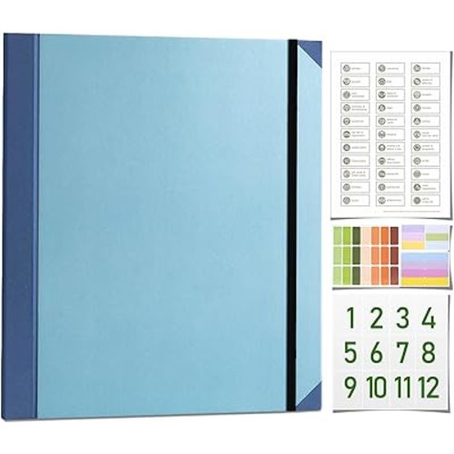 The Life Book Document Organizer - Binder for Important Documents, Document Organizer Foliofor Bills Checks Birth Certificates etc (Blue)