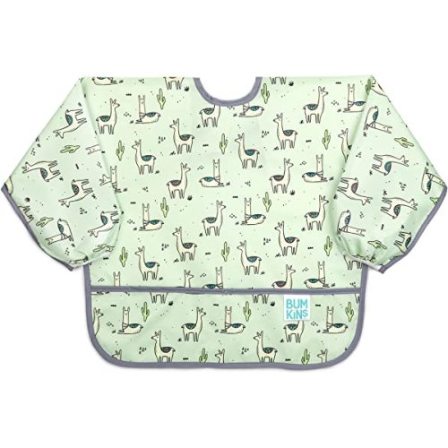 Bumkins Sleeved Bib Baby Bib, Toddler Bib, Smock, Waterproof Fabric, Fits Ages 6-24 Months