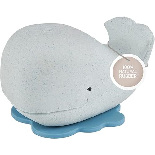 HEVEA Squeeze'n'Splash Whale Bath Toy - Bath Toy for Babies and Toddlers - 100% Natural Rubber, Plant Based, Plastic-Free, BPA-Free