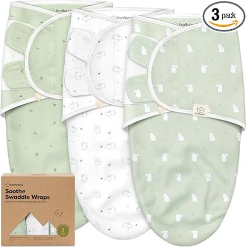 3-Pack Organic Baby Swaddle Sleep Sacks - Swaddles for Newborns, Infant 0-3 Months, Baby Girls, Boys, Soft & Snug Newborn Sleep Sack, Nursery Swaddling Blankets (Bunnies, OS)