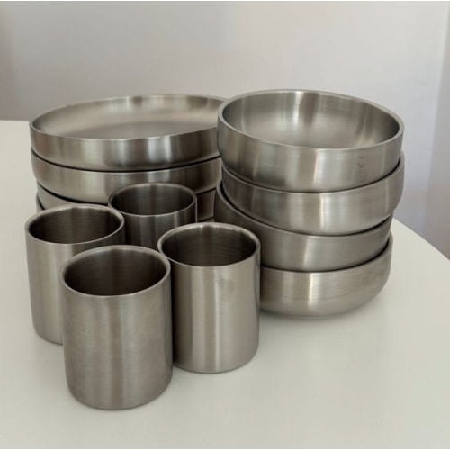 Stainless Steel Dishes Set of Four