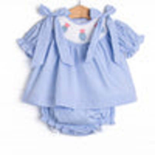 Garden Party Petals Smocked Diaper Set, Blue – Stitchy Fish
