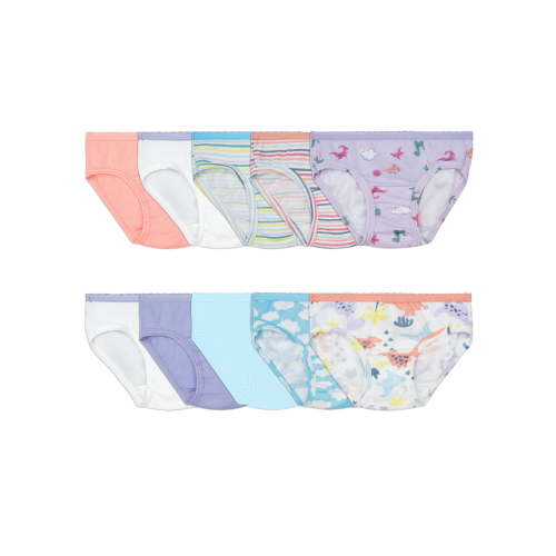 Fruit of the Loom Toddler Girl EverSoft Cotton Hipster Underwear, 10 Pack, Sizes 2T-5T