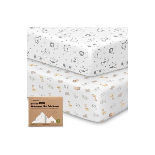 2-Pack Soothe [Protect+] Waterproof Mini Crib Sheets