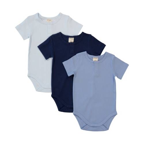 Medium Blue Baby 3 Pack Short Sleeve Organic Cotton Bodysuit | Best&Less™ Online