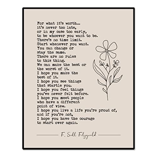 For What It's Worth Wall Art, Literature Prints, Book Quotes, Minimalist Dorm Decor, Boho Quote Print, Book Page Wall Decor, Ready for Hanging (11X14 INCH With Black Framed)