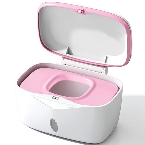 Wipes Dispenser with Weighted Plate, X2 PRO, Seposeve Perfect Pull Baby Wipe Holder, Refillable Wipe Container, Keeps Wipes Fresh, One-Handed Operation. Non-Slip, Easy Open/Close Wipes Case, Pink