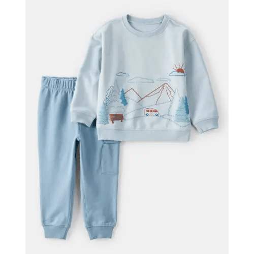 Toddler Boy 2-Piece DayDream Fleece Mountain Pullover & Pant Set - Blue | Carter's