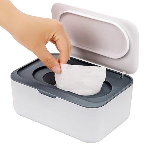 Baby Wipes Dispenser, Wipe Holder for Baby & Adult,Keeps Wet Tissue Fresh, Non-Slip Wipes Case,Easy Open & Close， Flushable Wipe Container with Sealing Design Lid