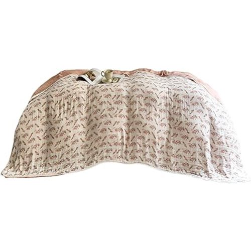 SANACYNA Muslin Blankets 100% Cotton 6-Layer Gauze Floral Cooling Blanket Lightweight Soft and Breathable Swaddle Blanket for Sofa Bed Coverlet Both Sides (Floral, Baby 30"x40")