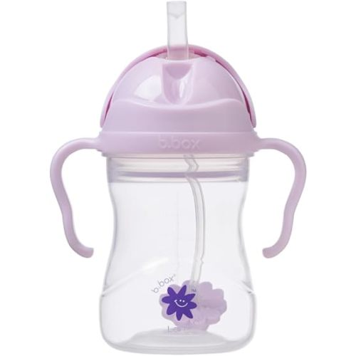 b.box + Lansinoh Weighted Straw Sippy Cup for Babies 6 Months+ | Leak‑Proof, BPA‑Free, 8 oz Toddler Cup | Drink From Any Angle | Easy Grip, Dishwasher Safe | Boysenberry