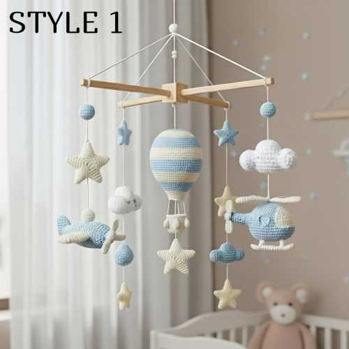 Sky Adventure Crochet Baby Mobile Airplane Helicopter Cloud Hot Air Balloon Nursery Decor