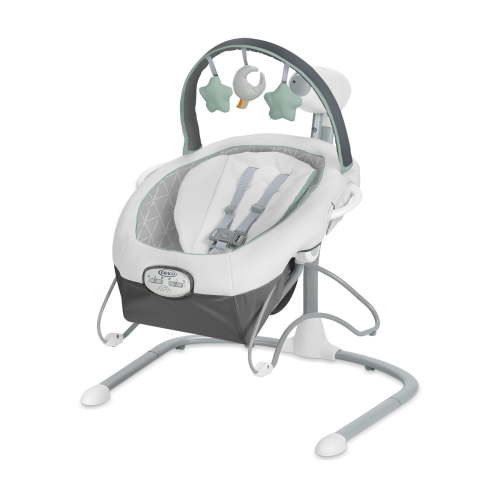 Graco Soothe 'n Sway LX Cozy Baby Swing with Portable Bouncer, Derby Grey, Infant
