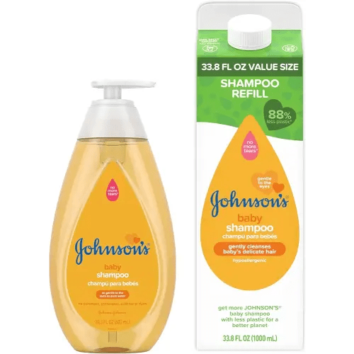 Johnson's Baby Shampoo 20.3 fl. Oz, Tear-Free Formula and 33.8 fl. Oz Refill Pack, Gentle Baby Shampoo for Delicate Skin, Bath Starter, Fresh Scent, Unisex
