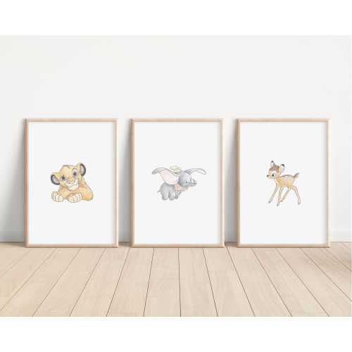 Classic Lion King Prints, Disney Bedroom Decor, Dumbo Wall Art, Bambi Illustration, Marie Aristocats , 1001 Dalmatians, Simba And Nala Art