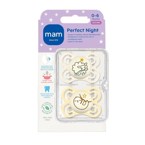 MAM Perfect Baby Premium Pacifier 0-6 Months, Extra Thin Nipple, 2 Pack