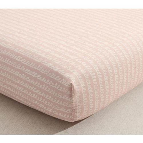 Organic Squiggle Crib Fitted Sheet , Blush
