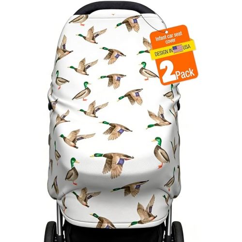 Duck Car Seat Cover & Canopy - Universal Multi-Use Baby Car Seat and Stroller Cover, Breathable Breastfeeding & Nursing Canopy, Newborn Infant Carrier Cover, Baby Shower Gift for Boys and Girls