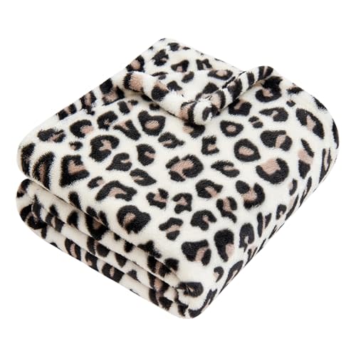 Yurhap Leopard Print Baby Blanket Fleece Baby Blankets for Boys Girls, Ultra Soft Cozy Fluffy Infant Toddler Newborn Receiving Blankets for Crib Stroller, 30"x40", Cream
