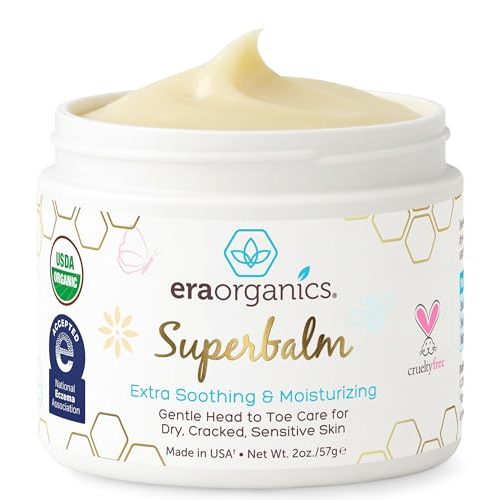 Era Organics Healing Ointment for Babies - USDA Certified Organic Natural Moisturizer Gentle on Sensitive Skin Prone To Baby Eczema, Cradle Cap (Infant Seborrheic Dermatitis), Rashes, Hives 2oz