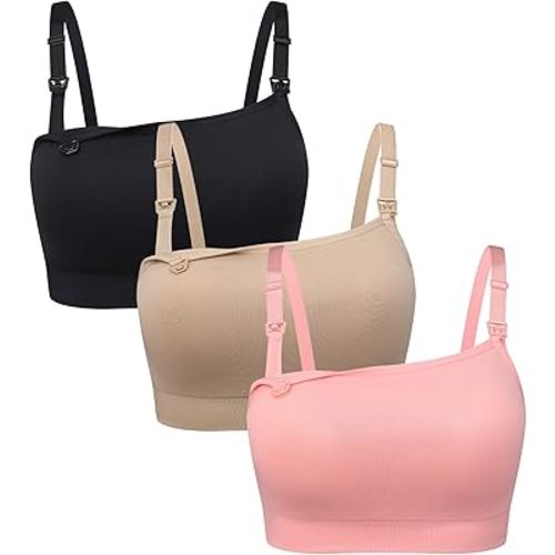 Suekaphin Square Neck Nursing Bra for Pregnancy Women Maternity Pull-On Breastfeeding Bra Fixed Cups