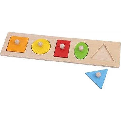 Fat Brain Toys Let''s Learn Shapes! Wooden Puzzle - Classic Shape-Sorting for Preschoolers