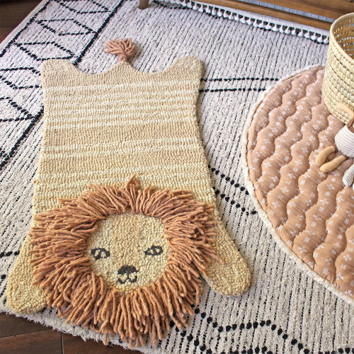 Crane Baby Hand Tufted Wool Animal Shaped Rug - Lion, 24” X 36” X 0.6”
