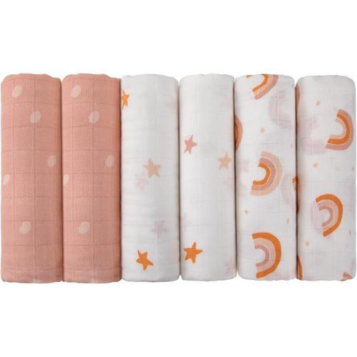 Maliton Muslin Swaddle Blankets for Newborn, 6-Pack Breathable Receiving Blanket (27" x 27") Soft Baby Blankets for Girls and Boys, Baby Burp Cloths with 3-Layer Cotton Design for Infant Wrap(Rainbow)