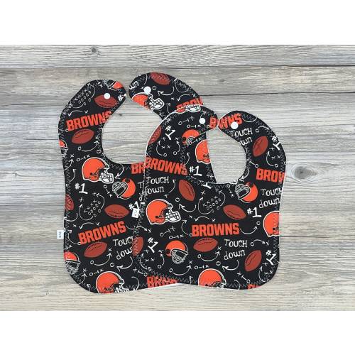 Cleveland Browns Baby Bibs, Baby Bibs, NFL Baby bibs, Toddler Bibs, Infant Bibs, Burp Cloth, Washable Cotton Baby Bibs, Handmade Baby Bibs