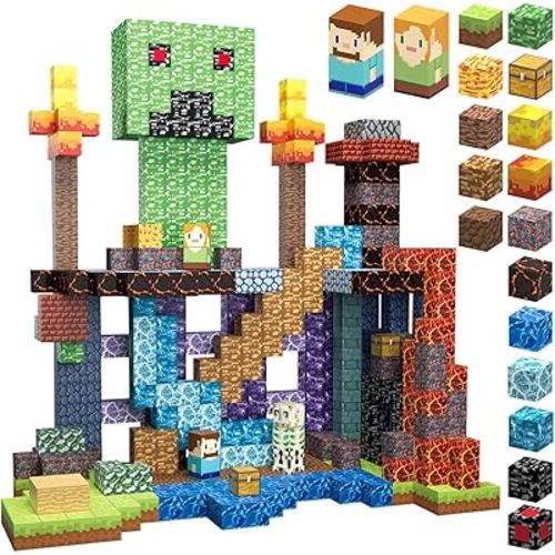 160 PCS Magnetic Blocks Building Toys, Build 3D Magnetic Building Blocks Set for Kids Ages 3+, Magnet Blocks STEM Sensory Educational Christmas Birthday Gifts Construction Toys