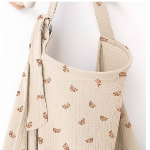 Muslin Nursing Covers for Breastfeeding, Privacy Breast Feeding Cover with Arch Neckline for Mom and Baby, Breathable 100% Cotton Nursing Apron Multi-use Stroller Cover