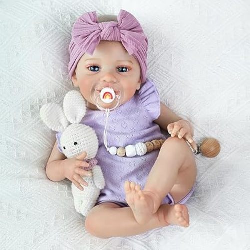 SCOM Realistic Reborn Baby Dolls - 20 Inch Lifelike Newborn Baby Dolls Adorable Girl, Real Life Baby Doll with Accessories, Soft Baby Doll Reborn Gift for 3+ Yrs Kids, Birthday, Christmas, Education