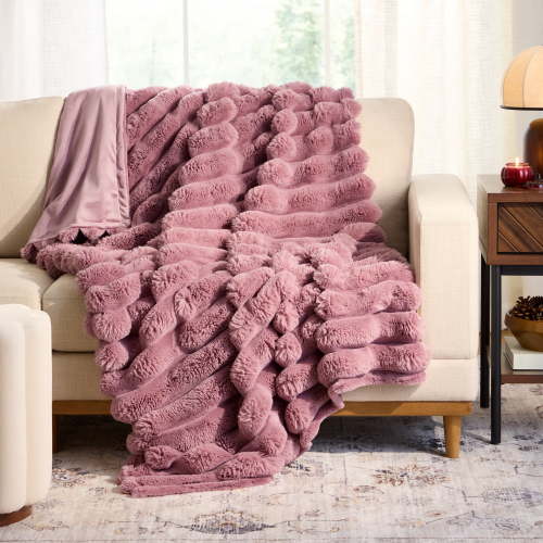 Better Homes & Gardens Violet Gem Channel Faux Fur Throw, 50 in x 72 in
