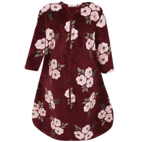 Hudson Baby Infant Girl Plush Sleeping Bag, Sack, Blanket, Long-Sleeve Burgundy Floral, 6-12 Months