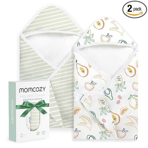 Momcozy Baby Towels, Soft Absorbent Bath Towel for Newborn&Toddler,Green | Soft&Absorbent Bath Towel Set，Gentle on Baby's Skin，Unisex Baby Essential